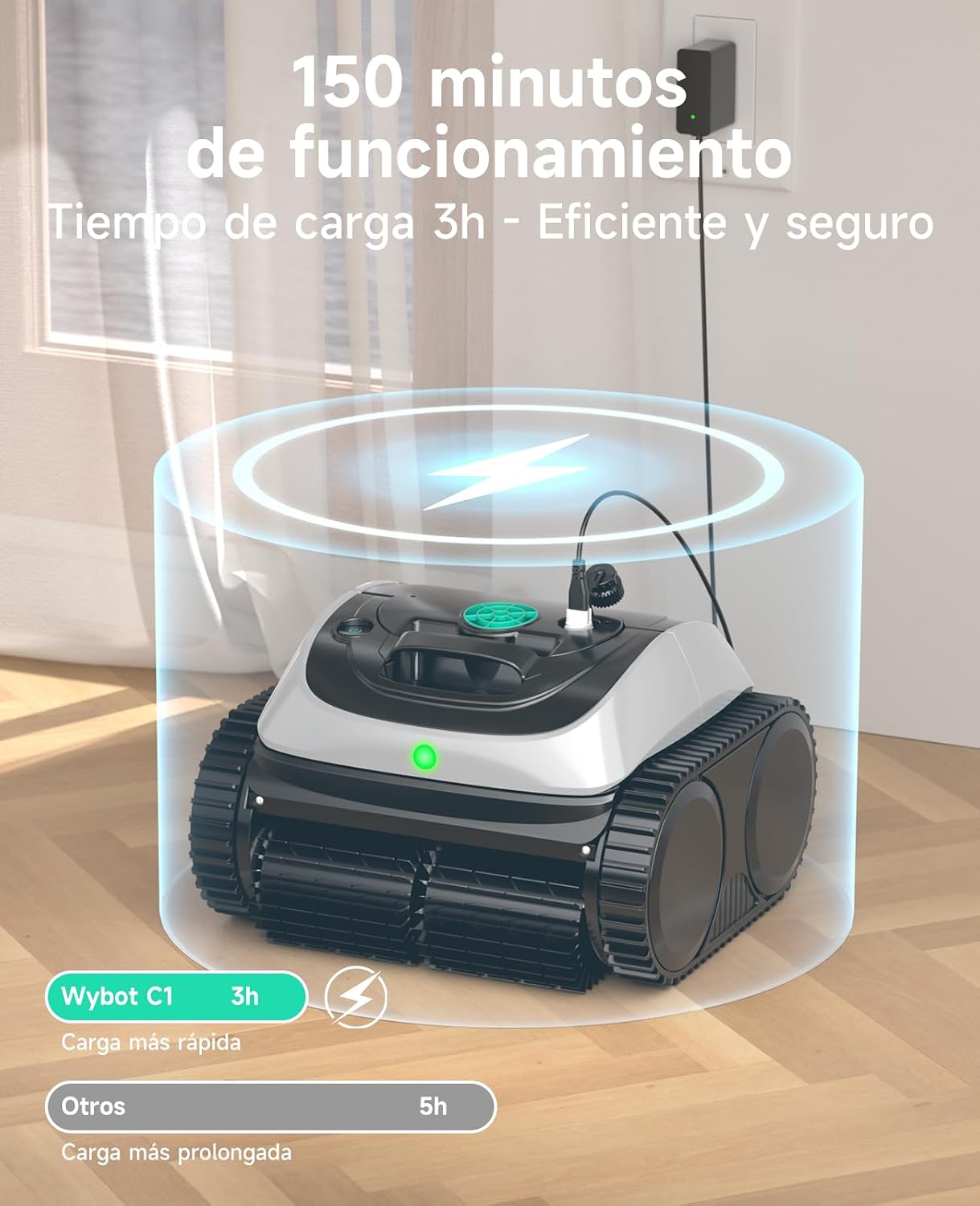 WYBOT C1 Robot Limpiafondos Piscina con Planificación Inteligente de Rutas, Limpieza Automática de Fondo, Paredes y Línea de Agua, Triple Motor Mejorado, 150 Min, hasta 150㎡(Blanco)