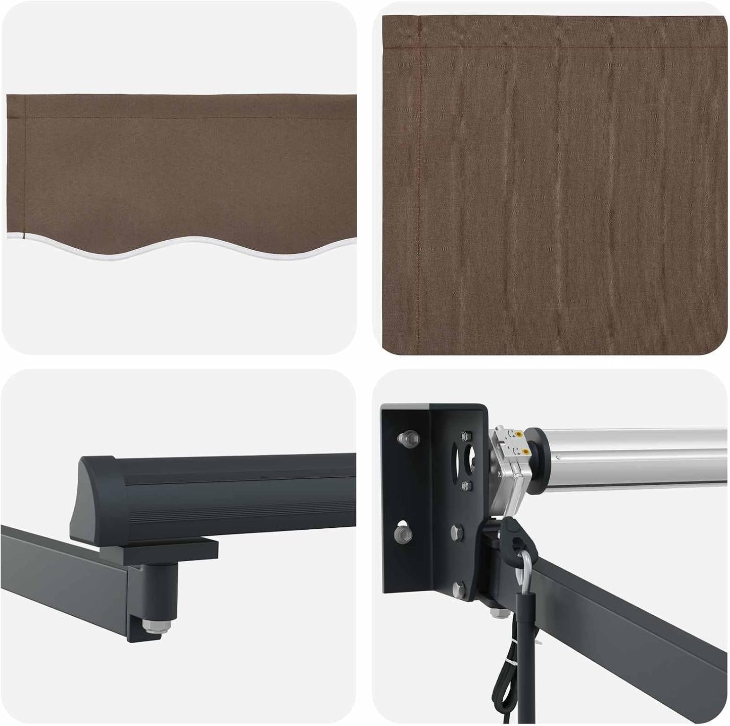 VidaXL - Toldo retráctil eléctrico (100% poliéster, aluminio, toldo eléctrico automático, moderno, retráctil, con LED, cobertizo exterior, sombra funcional