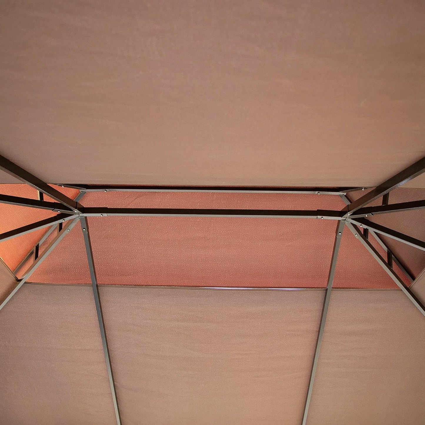 Outsunny Cenador de Jardín 4x3 m Gazebo de Aluminio con Techo de Ventilación 4 Cortinas Laterales 4 Mosquiteras y 8 Orificios de Drenaje para Fiestas Eventos Exterior Café