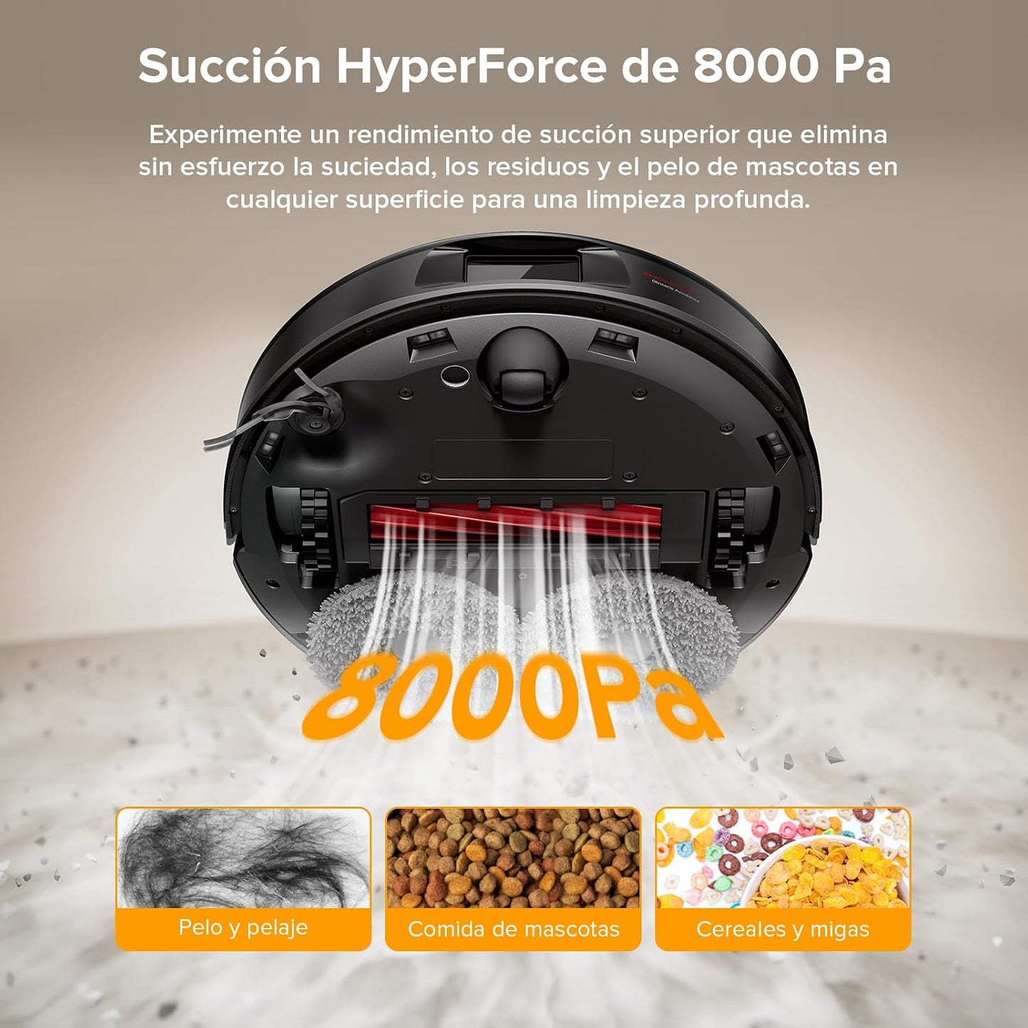 roborock Robot Aspirador QV 35A Set, 8000Pa de succión, Dos mopas giratorias elevables, cepillos antienredos, tecnología reactiva para Evitar obstáculos, navegación y mapeo,Negro
