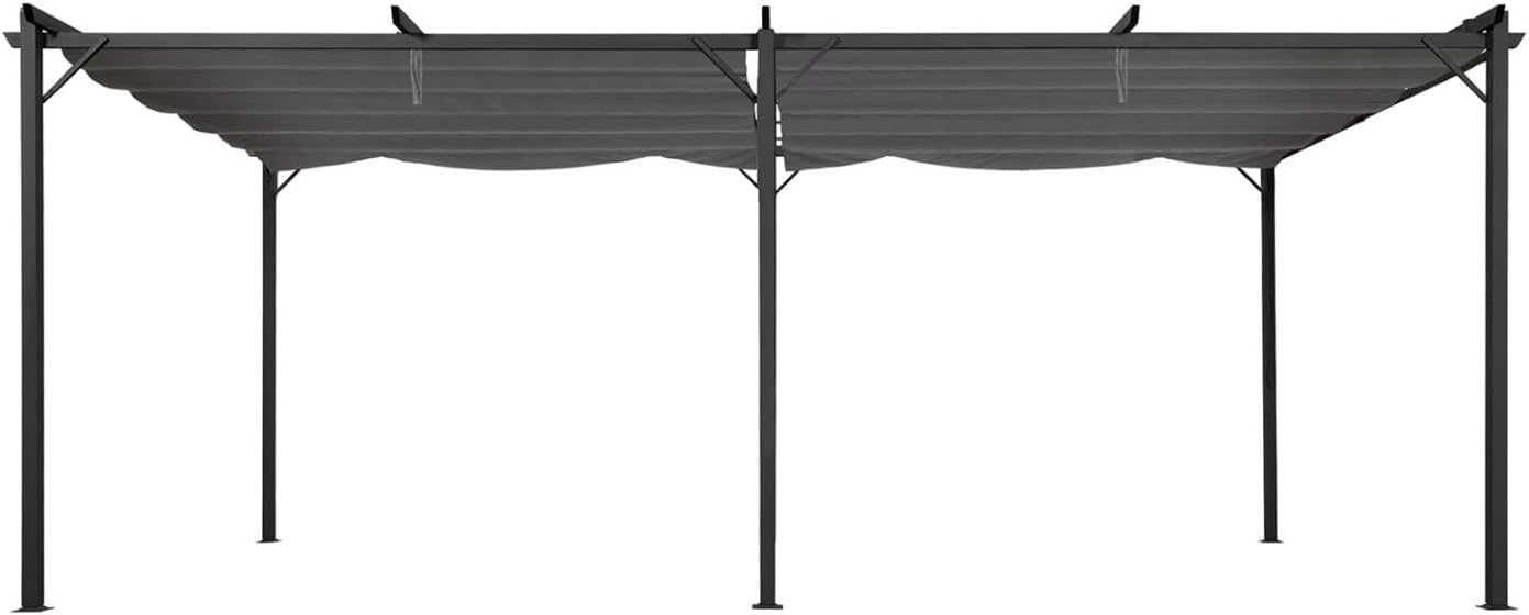 IDMarket - Pérgola con techo retráctil de 4 pies, 3 x 6 m, cenador gris antracita