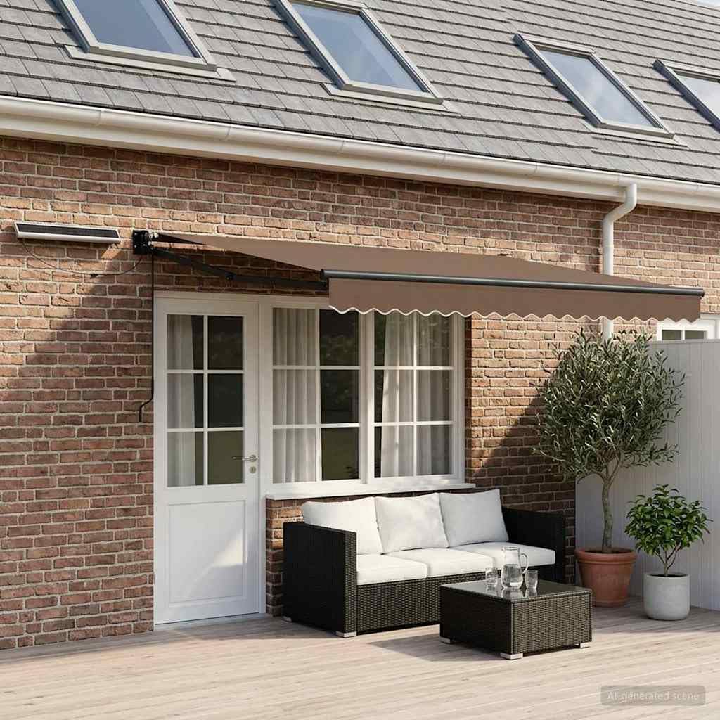 VidaXL - Toldo retráctil eléctrico (100% poliéster, aluminio, toldo eléctrico moderno, sombra exterior con mando a distancia, cobertizo de aluminio, protección solar ecológica