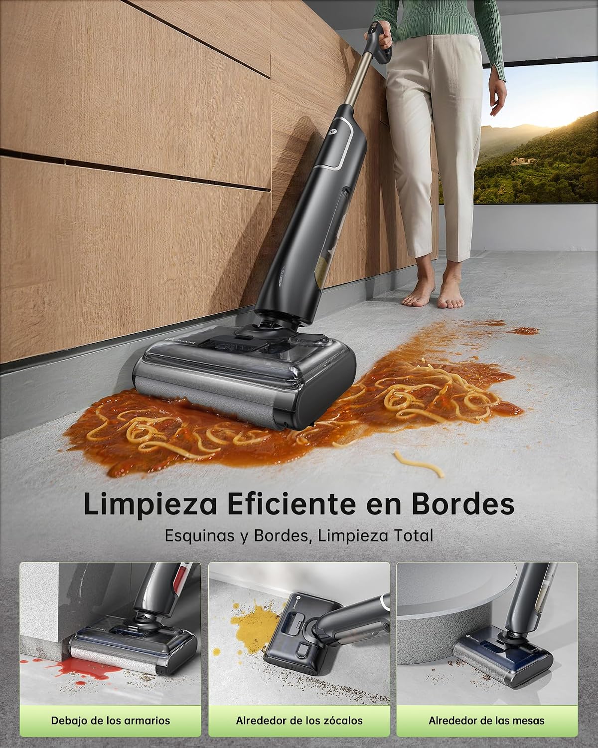Vexilar X7 Aspiradora Fregadora sin Cable 20KPa, Aspiradora en Seco y Húmedo,Aspira y Friega,Autolimpieza,Diseño Reclinable de 180°, Autonomía 40Min, Fregona Electrica para Polvo/Residuos/Partículas