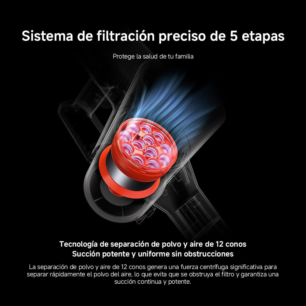 XIAOMI Aspiradora inalámbrica G20 MAX, succión 25kPa / 180AW, hasta 60 Minutos de autonomía, filtración del 99.9%, con Pantalla LED, Ideal para Suelos Duros, alfombras, Pelo de Mascotas y Coche