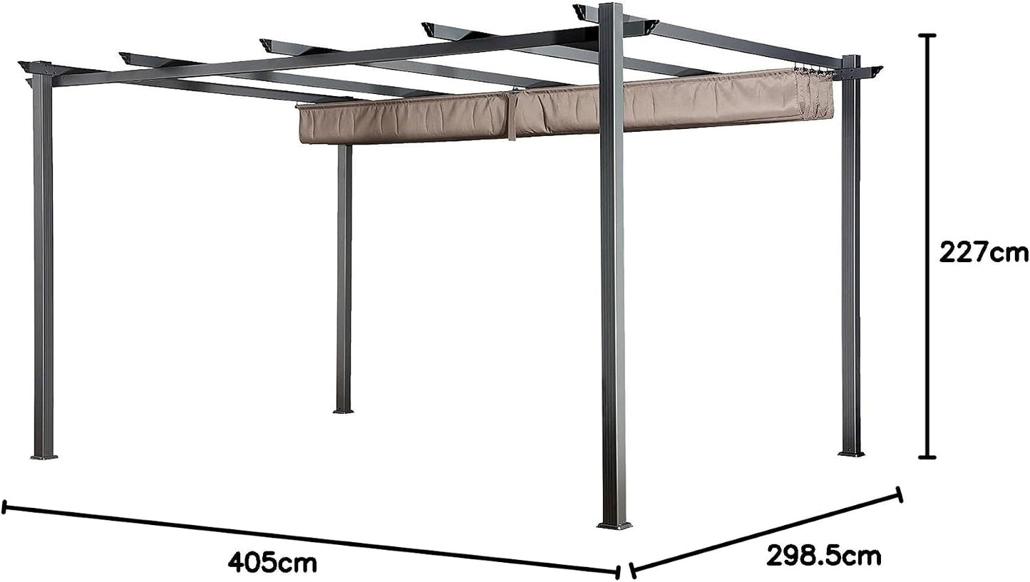 Happy Garden - Pérgola autoportante (3 x 4 m, Estructura de Aluminio), Color marrón