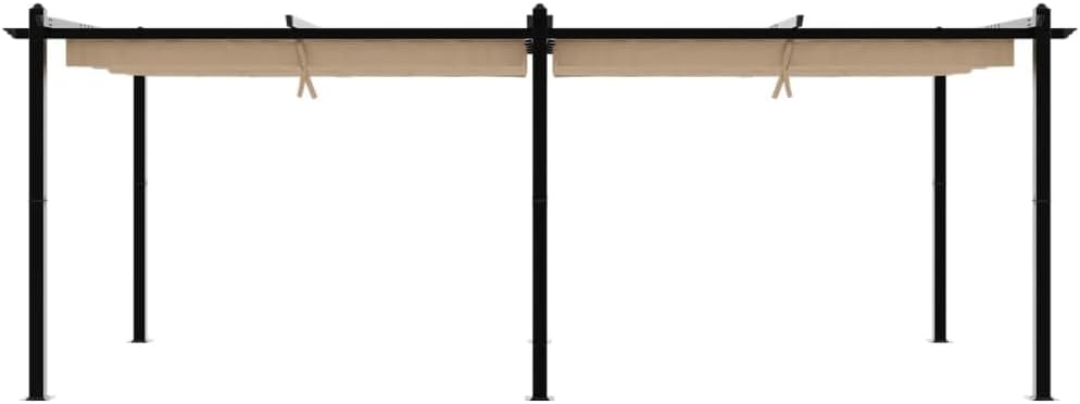 IKAYAA Pérgola de Jardín con Techo Retráctil, Pérgola de Aluminio 6x3 m, Cenador de Jardín, Poliéster Resistente al Agua y a UV para Patio Terraza Exterior Taupé