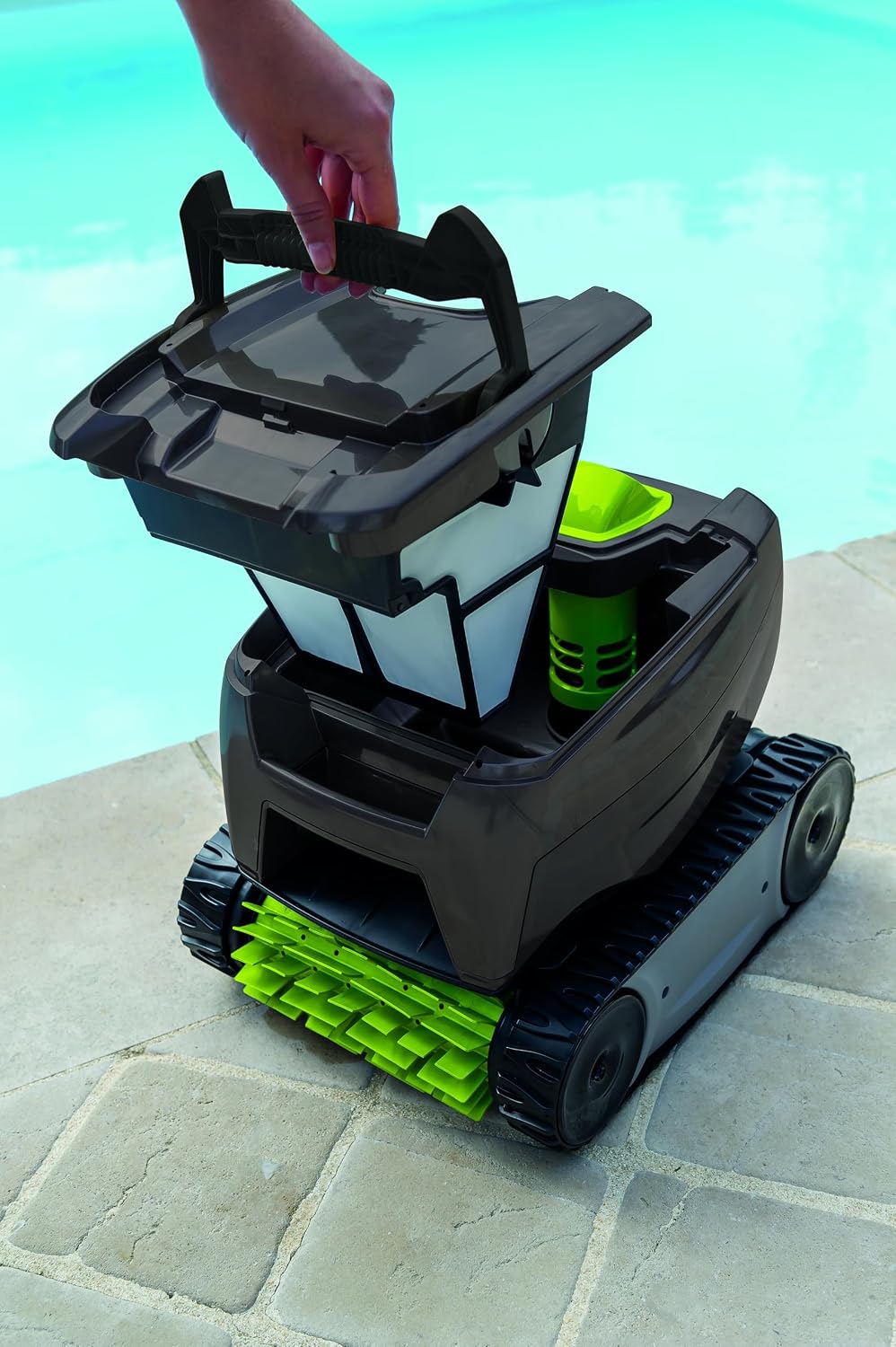 Zodiac Robot Limpiafondos Automático Tornax GT 3220 para Piscinas de hasta 9x4m, Limpia Fondo y Paredes, Incluye Cable de 16,5m, Acceso Superior al Filtro, Color Gris