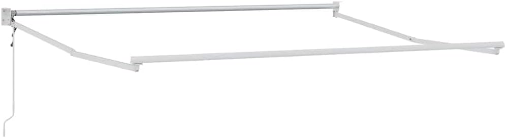 Toldo Motorizado 3x2,5 Toldo electrico Toldos Exterior terraza con Manivela y Marco de Aluminio para Jardín Puerta Ventana-Verde y Blanco-3 x 2,5 m-Marco Blanca