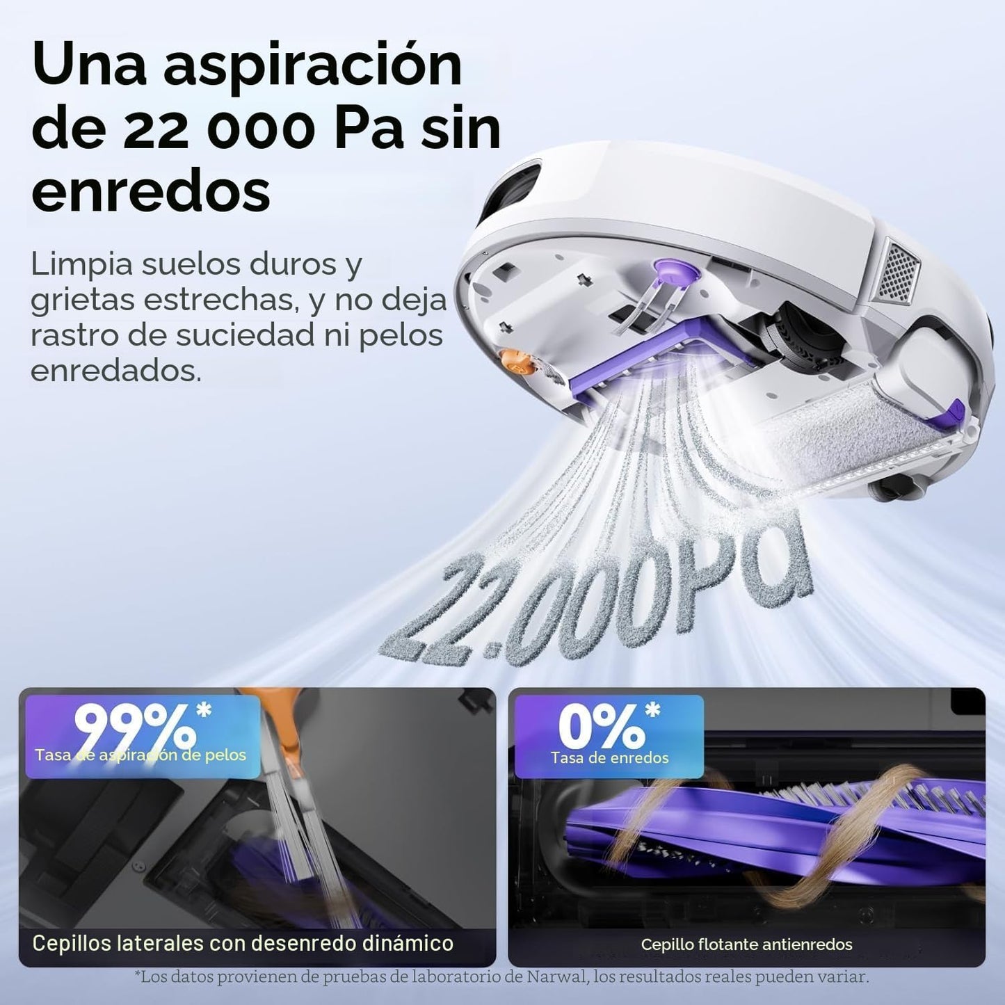 NARWAL Flow Robot Aspirador y Fregasuelos Todo en Uno, Sistema FlowWash de Autolimpieza, 22.000Pa de Succión, Tecnología Anti-Enredos para Pelo de Mascotas, Lavado con Agua Caliente 45-80°C