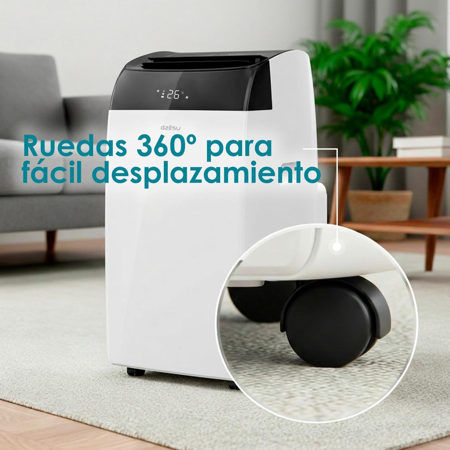 Daitsu - Aire Acondicionado Portátil Frío,Calor, Deshumidificador y Ventilador | 4 en 1 | Alisios Premium APD12FCX | Compacto y Silencioso | Mando a Distancia | Para Hogar u Oficina hasta 30 m²