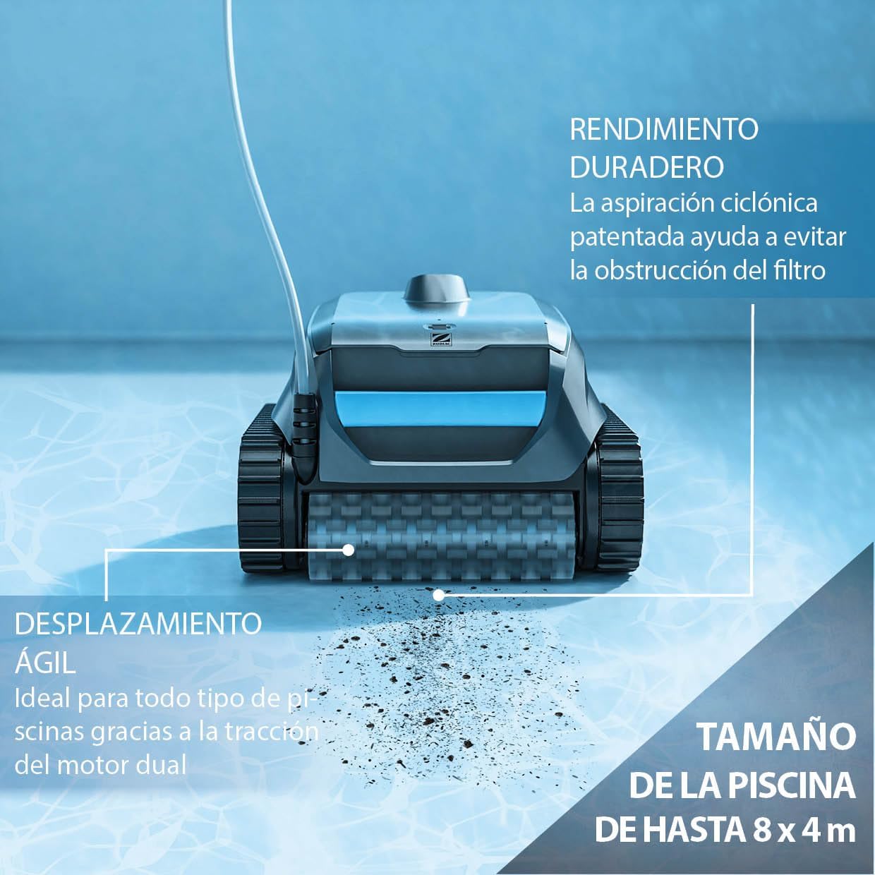 Zodiac Sweepy SWY 3500 WR000583 - Limpiafondos Automático para Piscinas hasta 8x4 m. Limpia Suelo, Paredes y Línea de flotación. Incluye Cable de 14 m, Unidad de Control y Filtración Fina