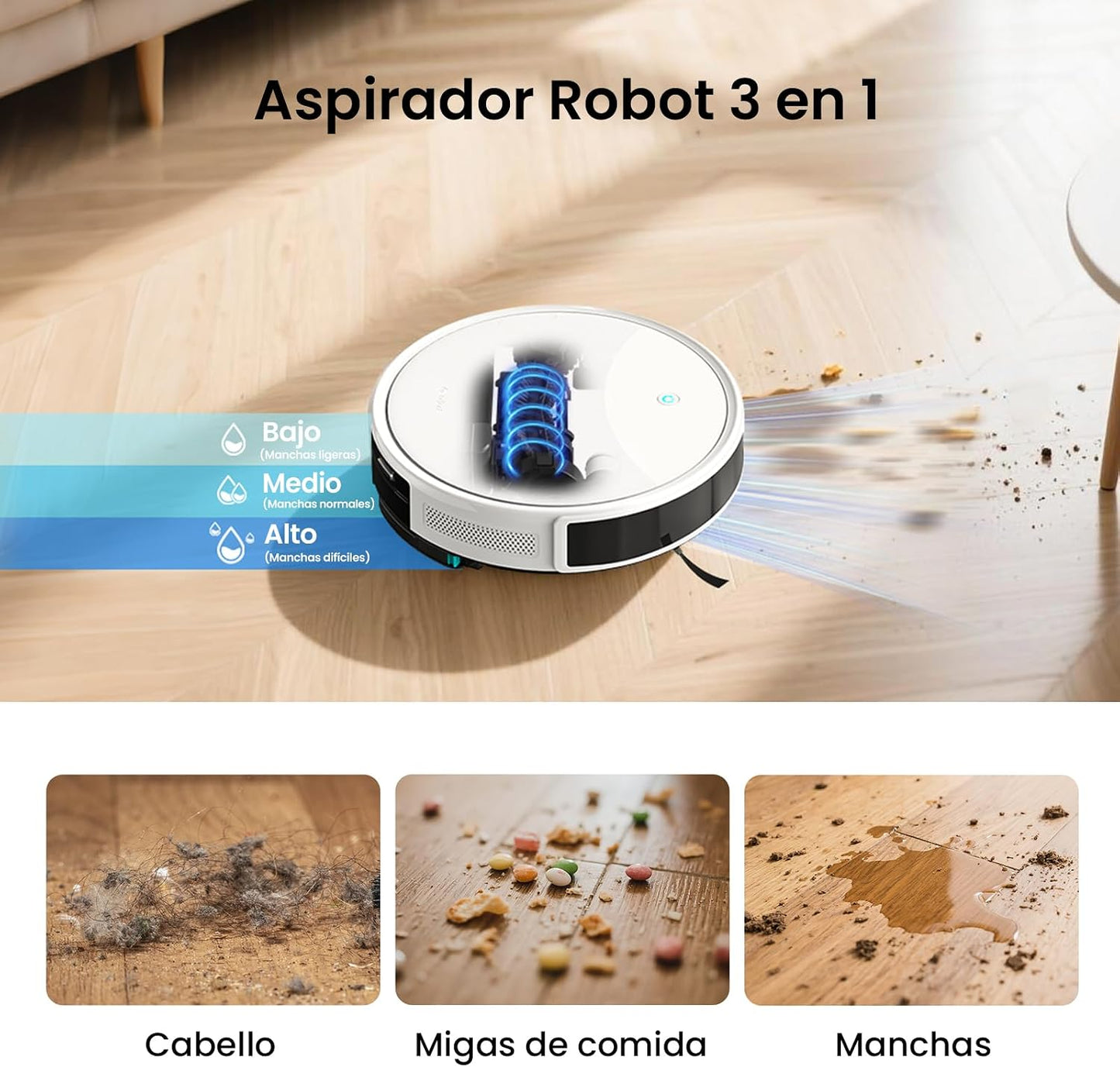 Lefant M350 Robot Aspirador y Fregasuelos con Mapeo Láser ToF, Cuerpo Ultra Delgado 7.9 cm, Succión 6000 Pa, Autovaciado 75 Días, Ideal para Apartamentos, WiFi/Alexa/App,Blanco