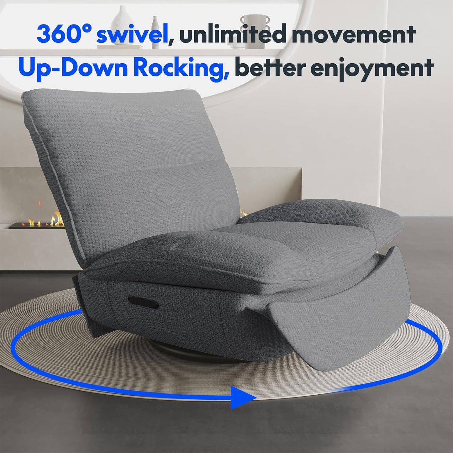FLEXISPOT XC6 Sillón Relax, Sófa Giratorio con Función Balancín, Sillon TV con Respaldo Ajustable, Silla Reclinable para Dormitorio, Salón y Cine en Casa (Beige)
