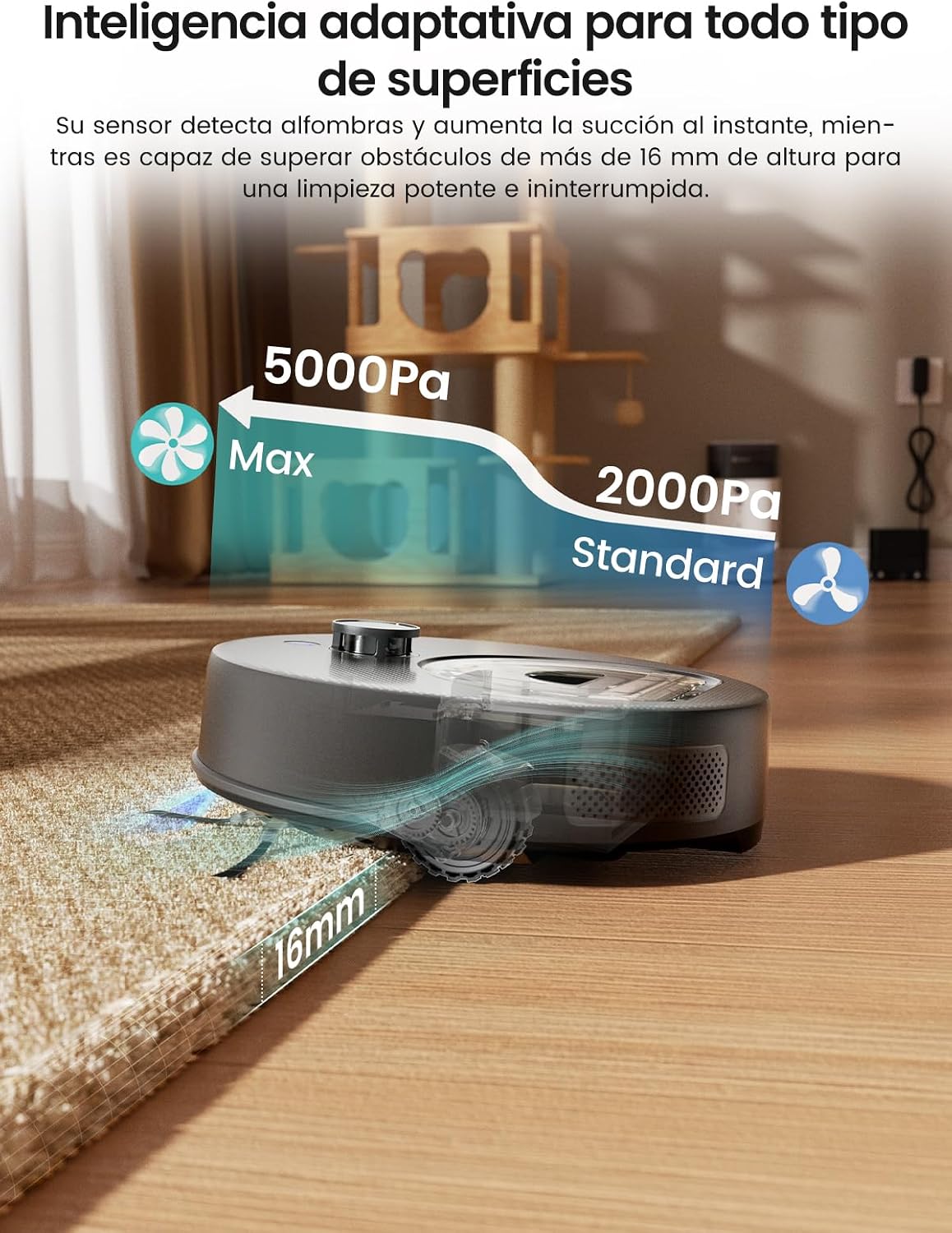 Lefant M330 Plus Robot Aspirador y Fregasuelos 3 en 1, 150 min, 5000 Pa, Navegación dToF, Depósito 450 ml, Carga Automática, Robot Aspirador para Alfombras, WiFi/App/Alexa, Negro