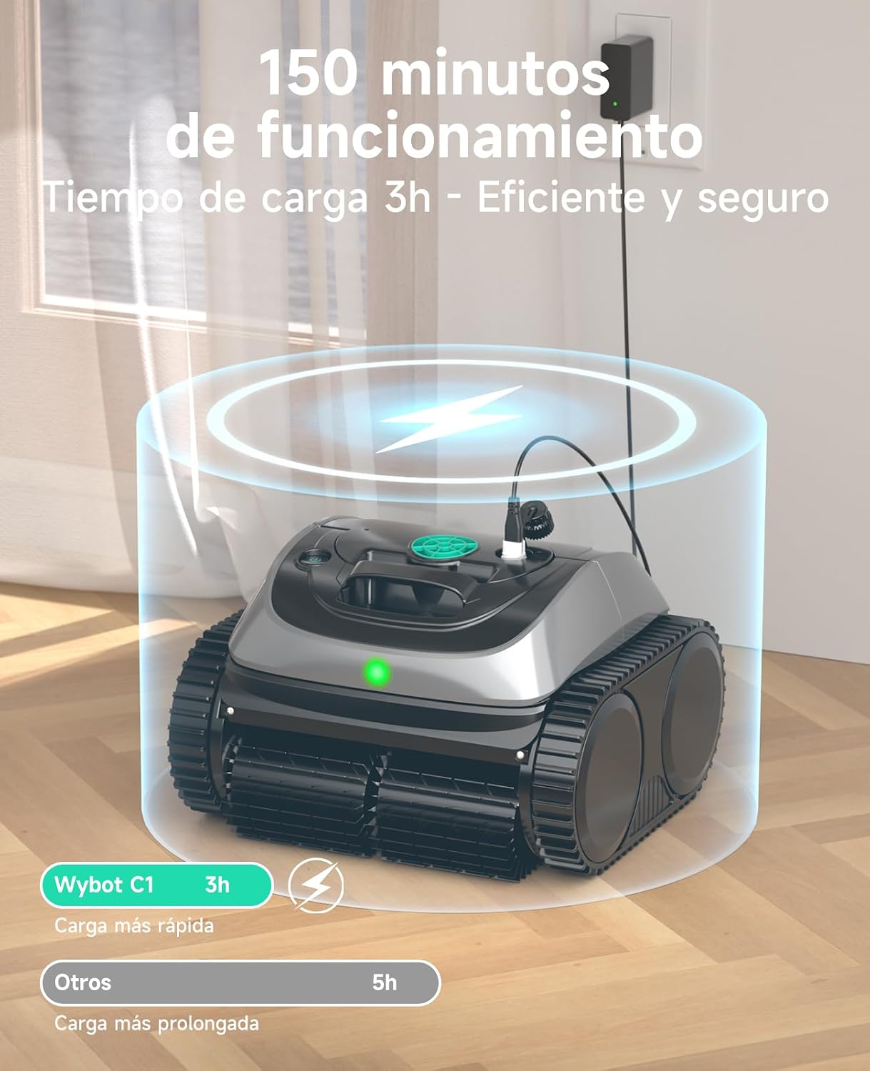 WYBOT C1 Robot Limpiafondos Piscina con Planificación Inteligente de Rutas, Limpieza Automática de Fondo, Paredes y Línea de Agua, Triple Motor Mejorado, 150 Min, hasta 150㎡(Gris)