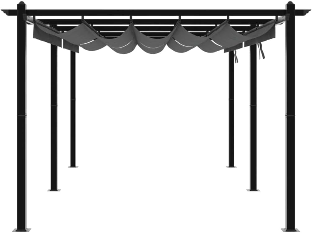 vidaXL Cenador de jardín con Techo retráctil Aluminio Antracita 3x6 m, cenador de Exterior, pabellón, pérgola, cenador de Patio, pabellón de jardín