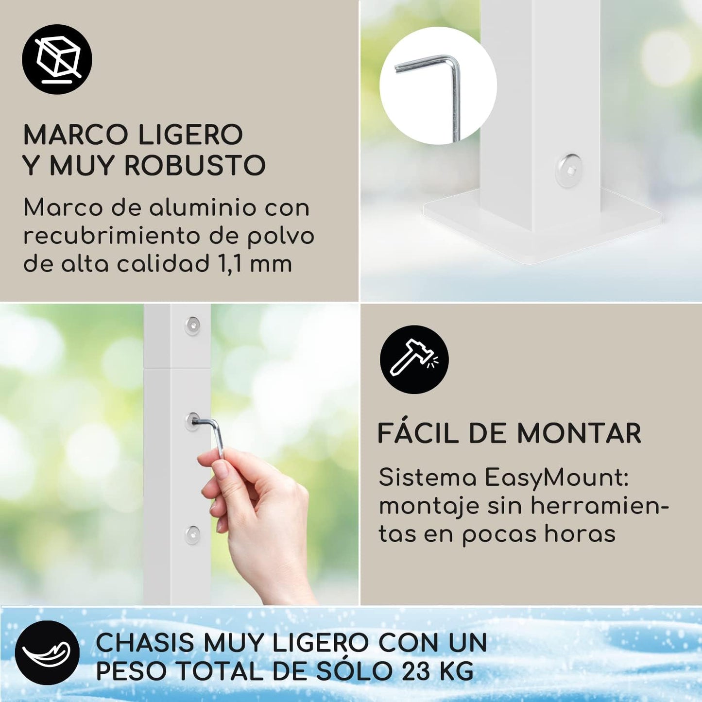Blumfeldt Pergola con Techo 3 x 3 m, Pergolas de Jardin con Marco de Aluminio, Toldos Resistente al Aire e Impermeable, para Jardín, Patio, Terraza o BBQ, Cenadores Resistentes con Protección UV 50+