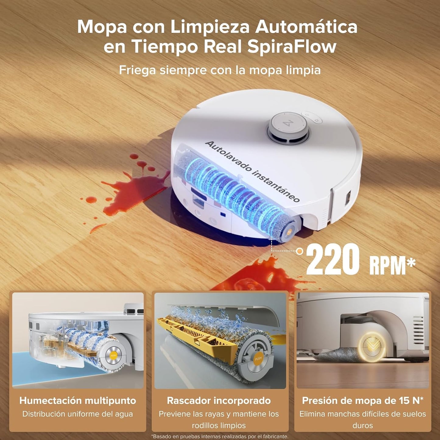roborock Qrevo Curv 2 Flow Robot Aspirador con Rodillo Extensible de 270 mm, Refresca Mopa Siempre, Succión de 20000 Pa, Sistema Doble Antienredos, Estrategia para Alfombras Inteligente, Autovaciado