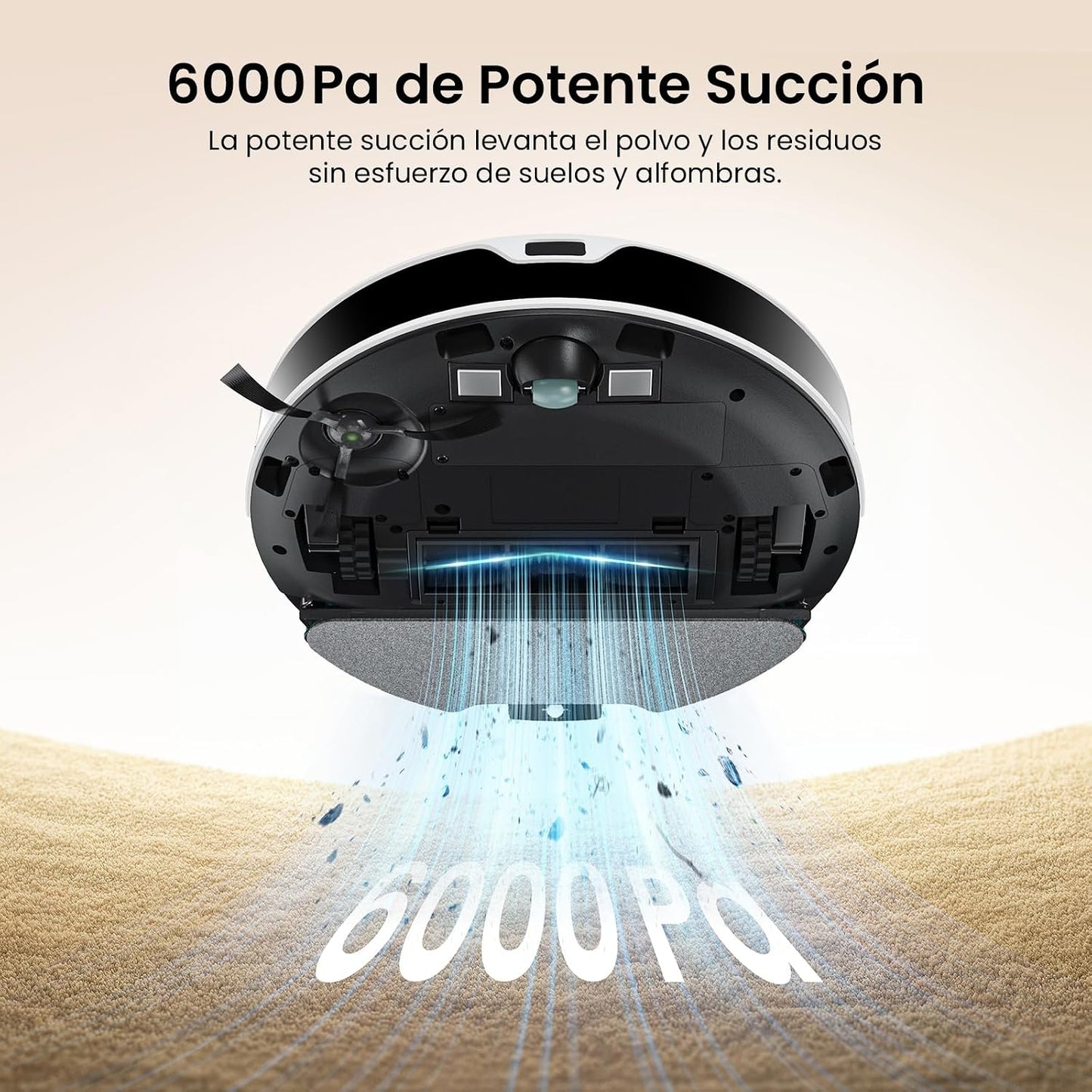 Lefant M350 Robot Aspirador y Fregasuelos con Mapeo Láser ToF, Cuerpo Ultra Delgado 7.9 cm, Succión 6000 Pa, Autovaciado 75 Días, Ideal para Apartamentos, WiFi/Alexa/App,Blanco