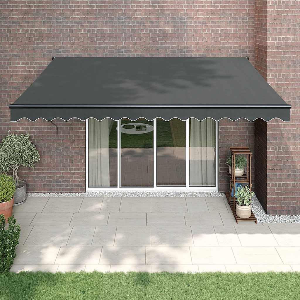vidaXL Toldo Retráctil Automático, Toldo Eléctrico con Motor, Sombrilla Colgante de Pared, Toldo para Balcón Patio Tienda, Gris Antracita 4x3 m