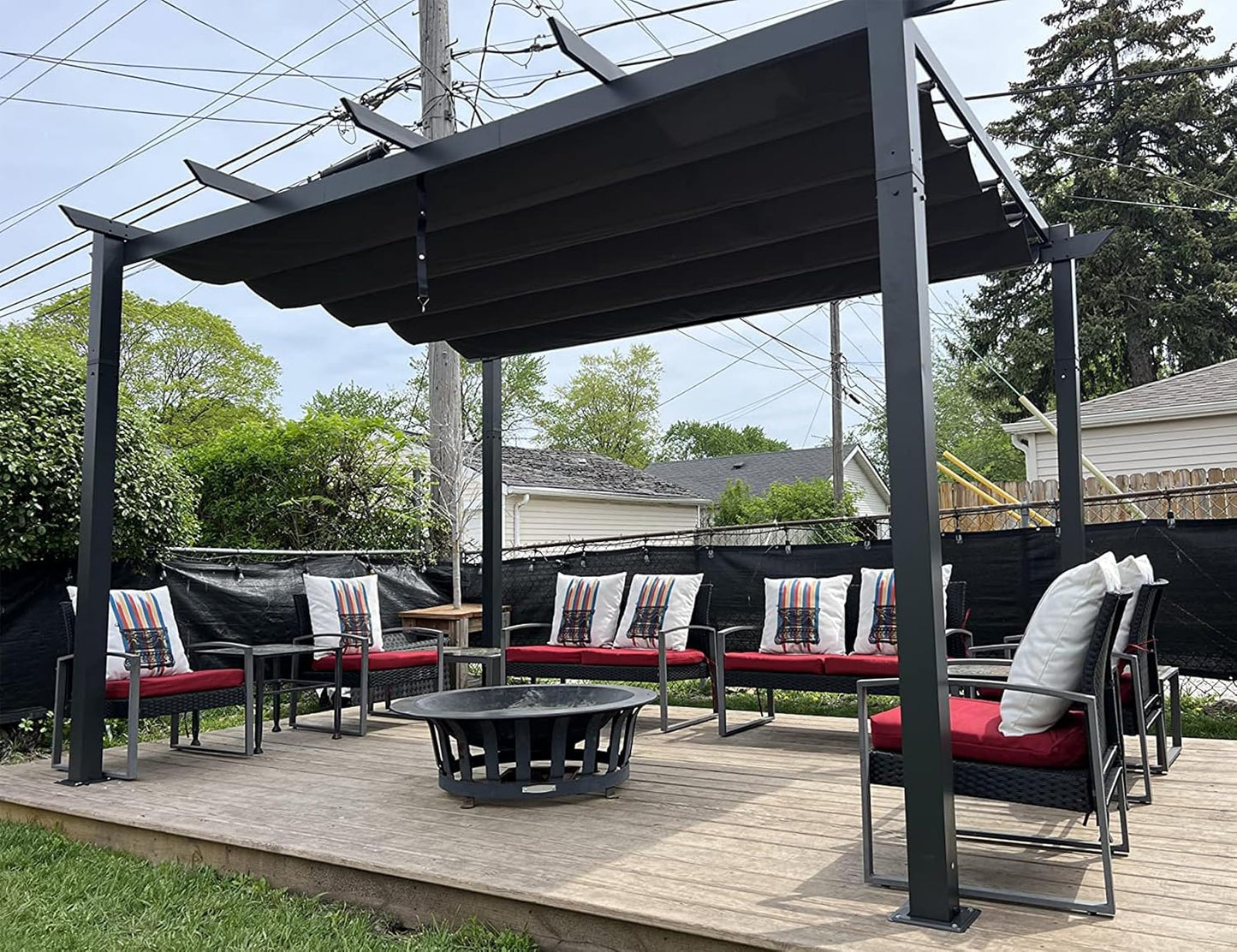 PURPLE LEAF Pergolas de Jardin Aluminio Cenadores para Jardin 3 x 4 M pérgolas con Techo Retráctil Tela para Camping Fiesta Celebraciones, Gris