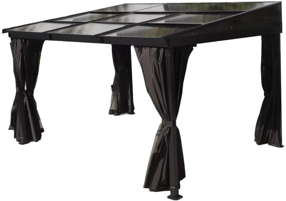 Jet-Line Carpa de lujo de aluminio Karoom 3 x 3,6 m antracita – Cenador de jardín con techo corredizo de policarbonato, resistente a la intemperie y estable, pérgola para jardín y terraza