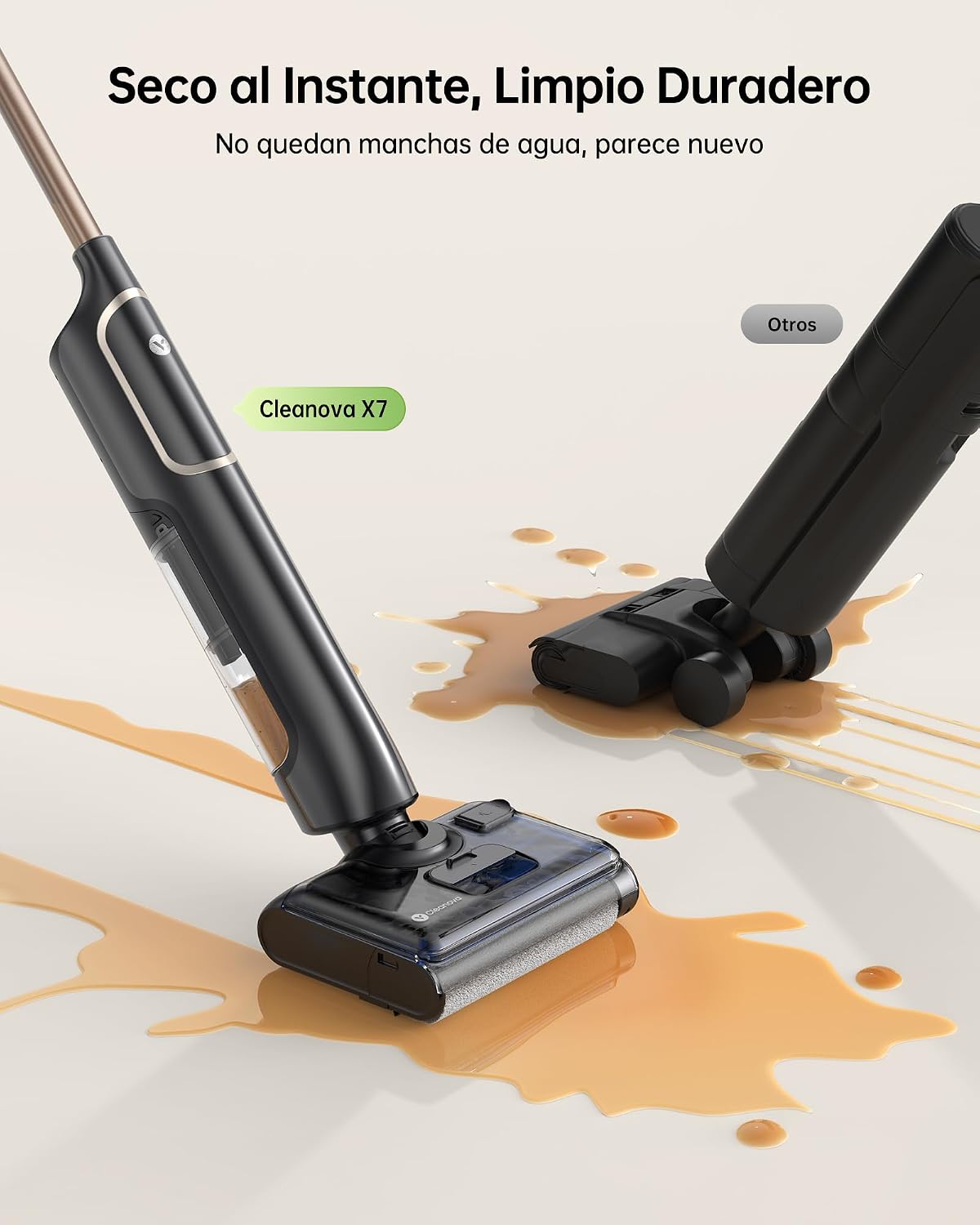 Vexilar X7 Aspiradora Fregadora sin Cable 20KPa,Aspiradora en Seco y Húmedo, Aspiradora Fregadora,Aspira y Friega,Autolimpieza, Autonomía 40Min,Diseño Reclinable de 180° para Polvo/Residuos/Partículas