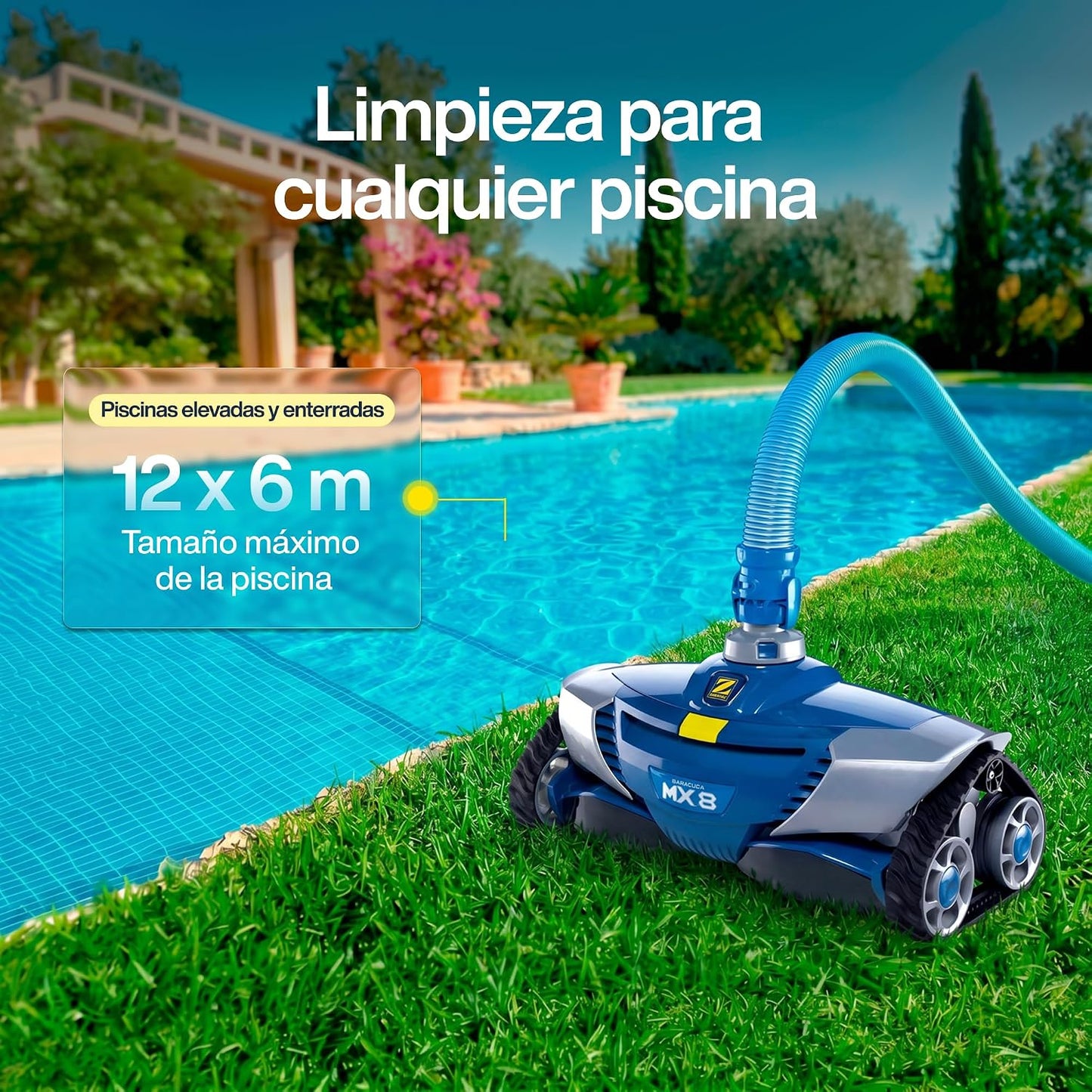 Zodiac MX8, Robot limpiafondos hidráulico para Piscinas enterradas de hasta 12 x 6 m