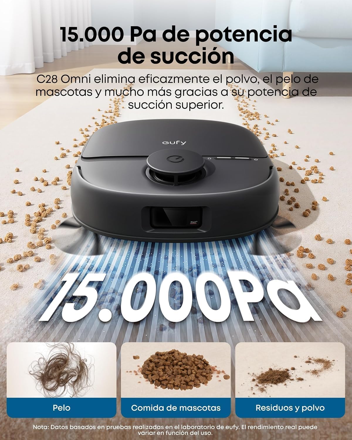 eufy Nuevo edición 2026 Robot Aspirador y fregasuelos, C28 Omni, Rodillo autolimpiante HydroJet, 15.000 Pa, 5 en 1 para el hogar, diseño antienredos evitación de obstáculos con IA, Mejora X10 Pro
