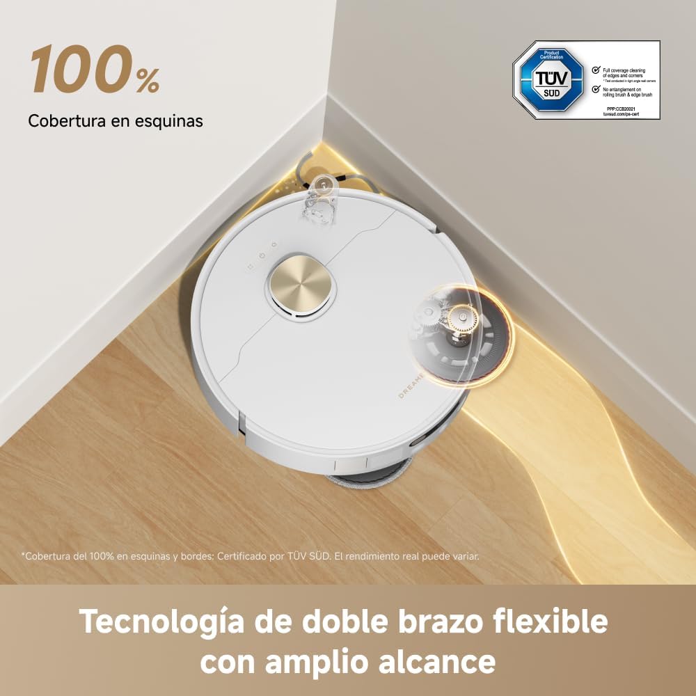DREAME L50 Ultra Ae Robot Aspirador y Fregasuelos, 100 Días de Vaciado Automático, Mopas con Autolimpieza a Alta Temperatura, 28.000 Pa de Succión, Limpia a Fondo Esquinas y Bordes.