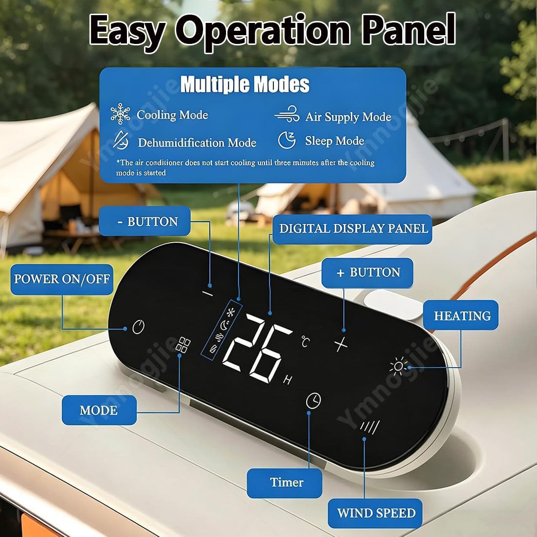 Aire Acondicionado Portátil 4 En 1,Bajo Consumo Cold/Warm | Aire Acondicionado Portátil para Tiendas Campaña,Silencioso 45db,Cobertura 15 M² para Camping Y Caravana