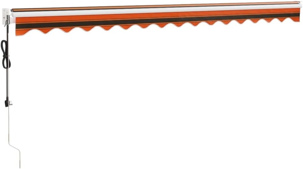 Brokky Toldo Motorizado 4.5X 3 m Toldo Articulado Eléctrico con Mando a Distancia para Terraza, Jardín-Naranja y marrón-4.5 x 3 m-Marco Blanca