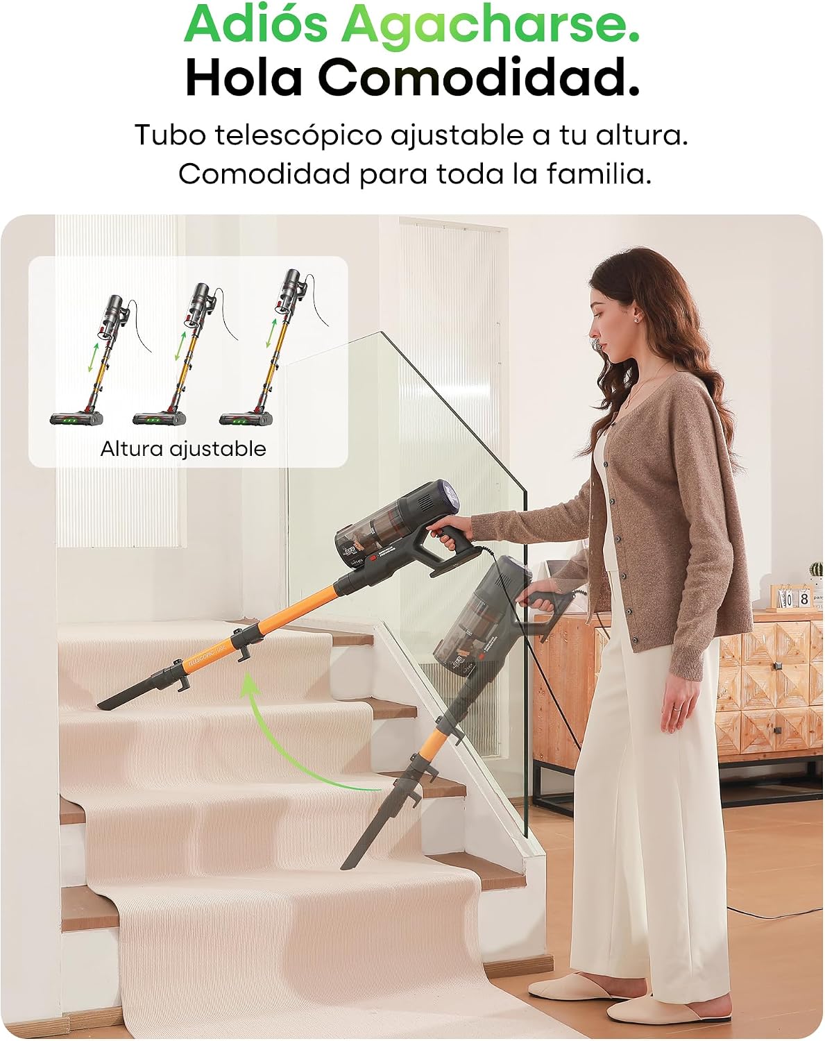 FAMIVAC FV2 Aspiradora con Cable, 65Kpa/600W Aspirador Potente con Cepillo para Colchón, 1,3KG Ligera, Cable 7M, 1,5L, Cepillo Antienredos & Autoportante para Alfombras, Suelos, Pelos de Mascotas