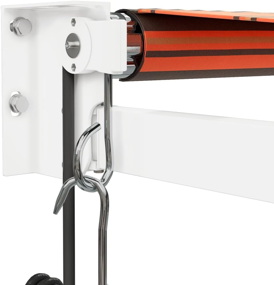 Brokky Toldo Motorizado 4.5X 3 m Toldo Articulado Eléctrico con Mando a Distancia para Terraza, Jardín-Naranja y marrón-4.5 x 3 m-Marco Blanca