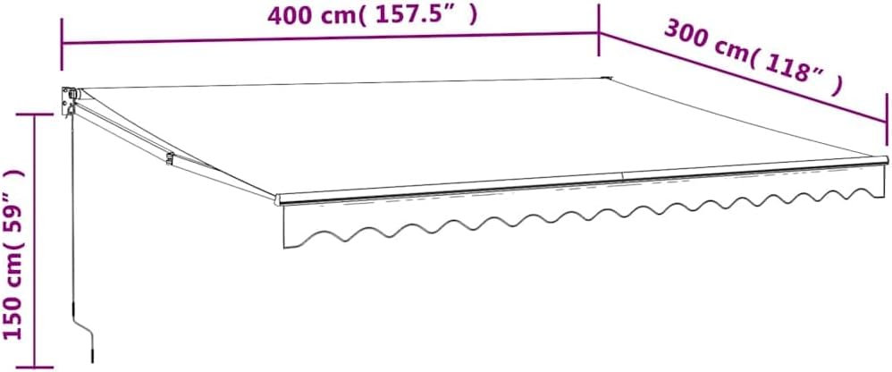 vidaXL Toldo Retráctil Automático, Toldo Eléctrico con Motor, Sombrilla Colgante de Pared, Toldo para Balcón Patio Tienda, Gris Antracita 4x3 m