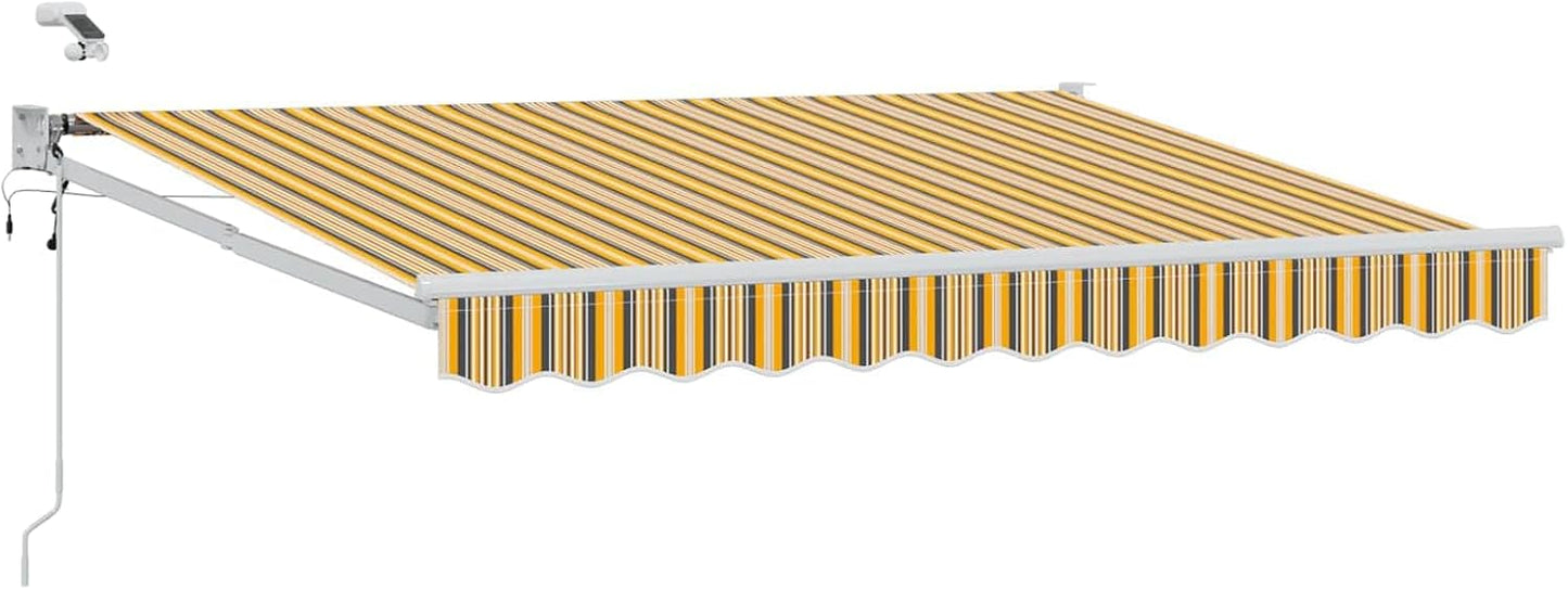 vidaXL Toldo retráctil eléctrico amarillo y gris 2,5 x 2 m, toldo eléctrico moderno automático, extensible, protección de jardín, protección al aire libre, pantalla solar funcional