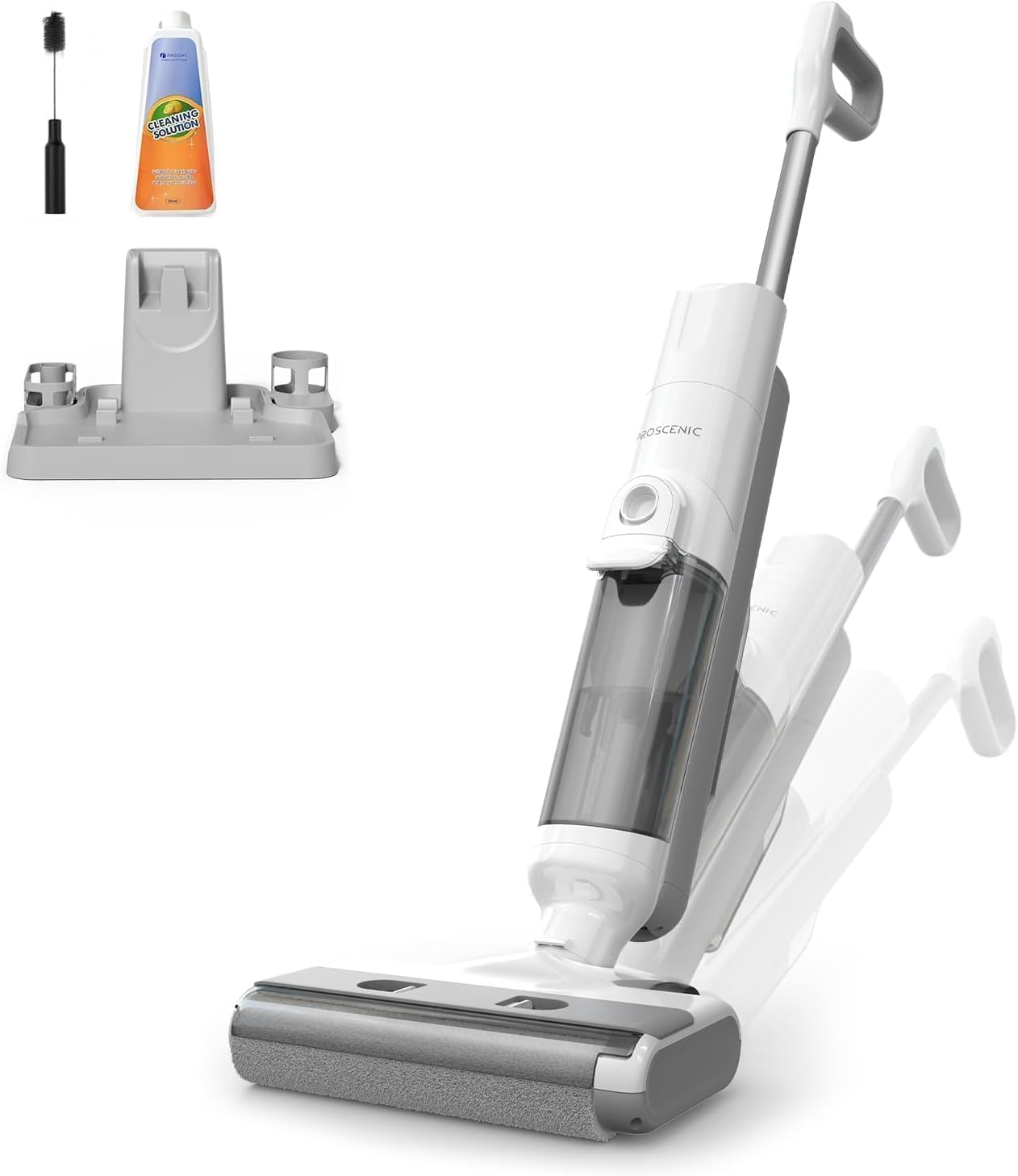 Proscenic F10 Ultra+ Aspiradora Escoba sin Cable en Seco y Húmedo, 60 Min de autonomía, Autolimpieza, Limpia Esquinas y Bordes, para Suelos Duros, Pelo de Mascotas, Diseño de Inclinación de 180°