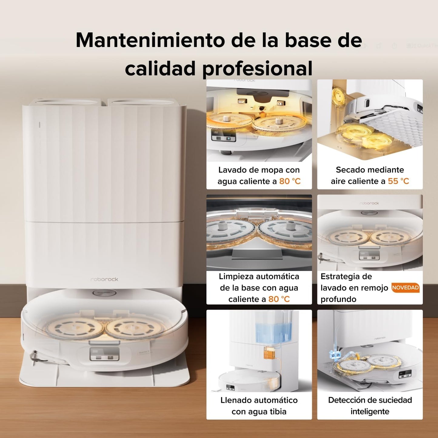 roborock Qrevo Edge 2 Set Robot Aspirador, Succión de 25000 Pa, 7,98 cm Ultrafino para Espacios Reducidos, Base Todo en Uno, Sistema antienredos, Evitación de 280+ Tipos de Obstáculos, Blanco