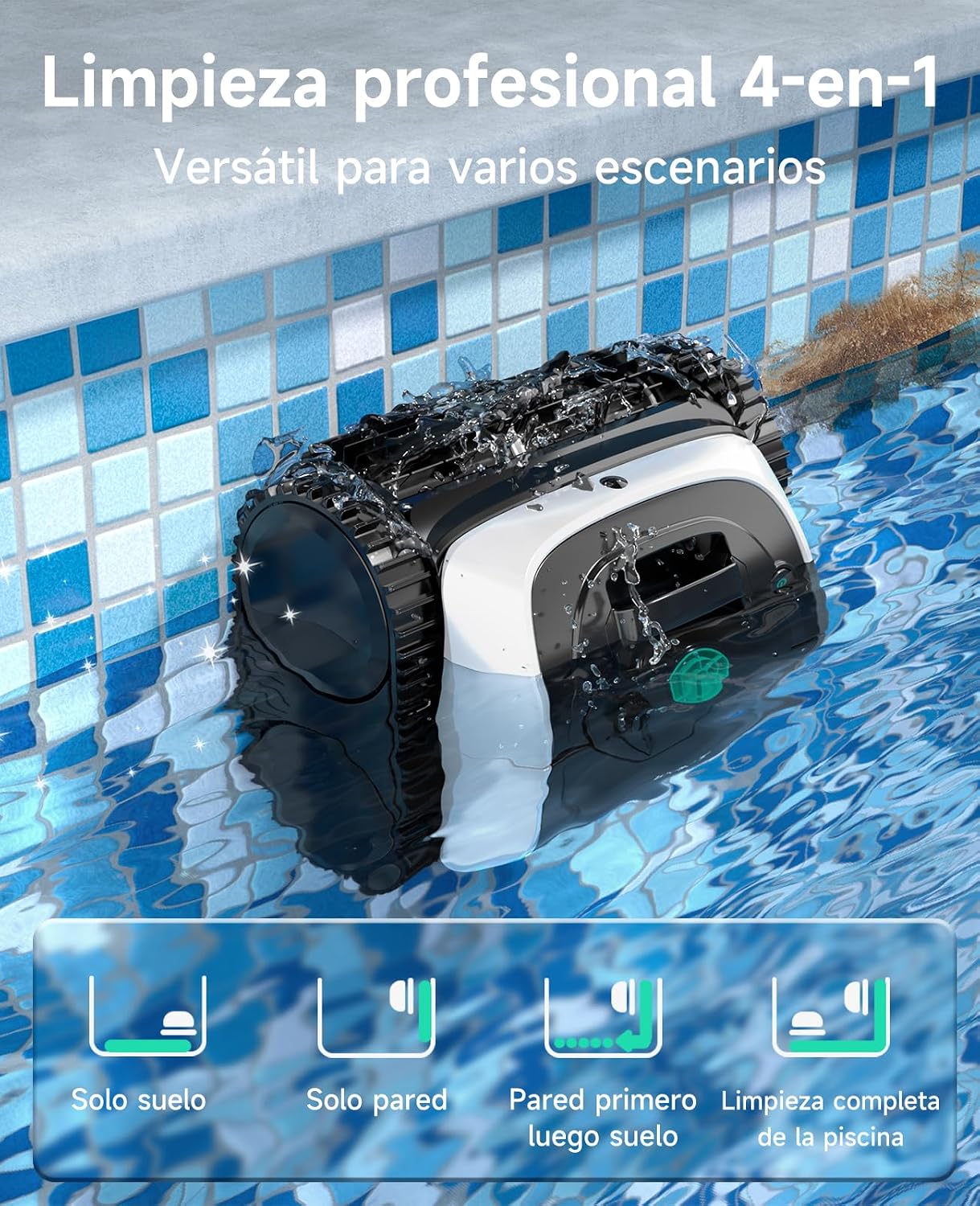 WYBOT C1 Robot Limpiafondos Piscina con Planificación Inteligente de Rutas, Limpieza Automática de Fondo, Paredes y Línea de Agua, Triple Motor Mejorado, 150 Min, hasta 150㎡(Blanco)