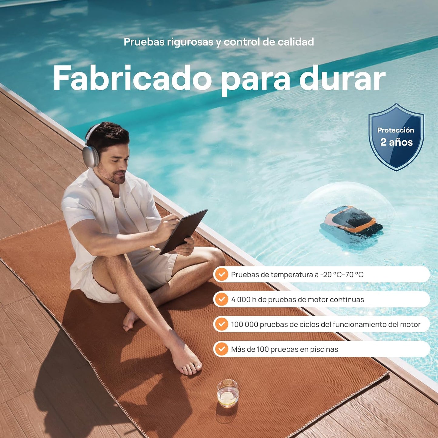 Beatbot (2026 Nuevo Sora 30 Robot Piscina limpiafondos y Paredes, Plataformas y línea de flotación, 25700 LPH, Posicionamiento Superficie, 5l residuos,App,Piscinas enterradas y elevadas, Orange