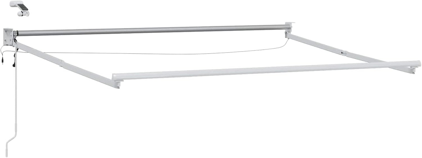 vidaXL Toldo retráctil eléctrico gris claro y blanco, toldo eléctrico, extensible, LED, protección de jardín, protección al aire libre, parasol funcional