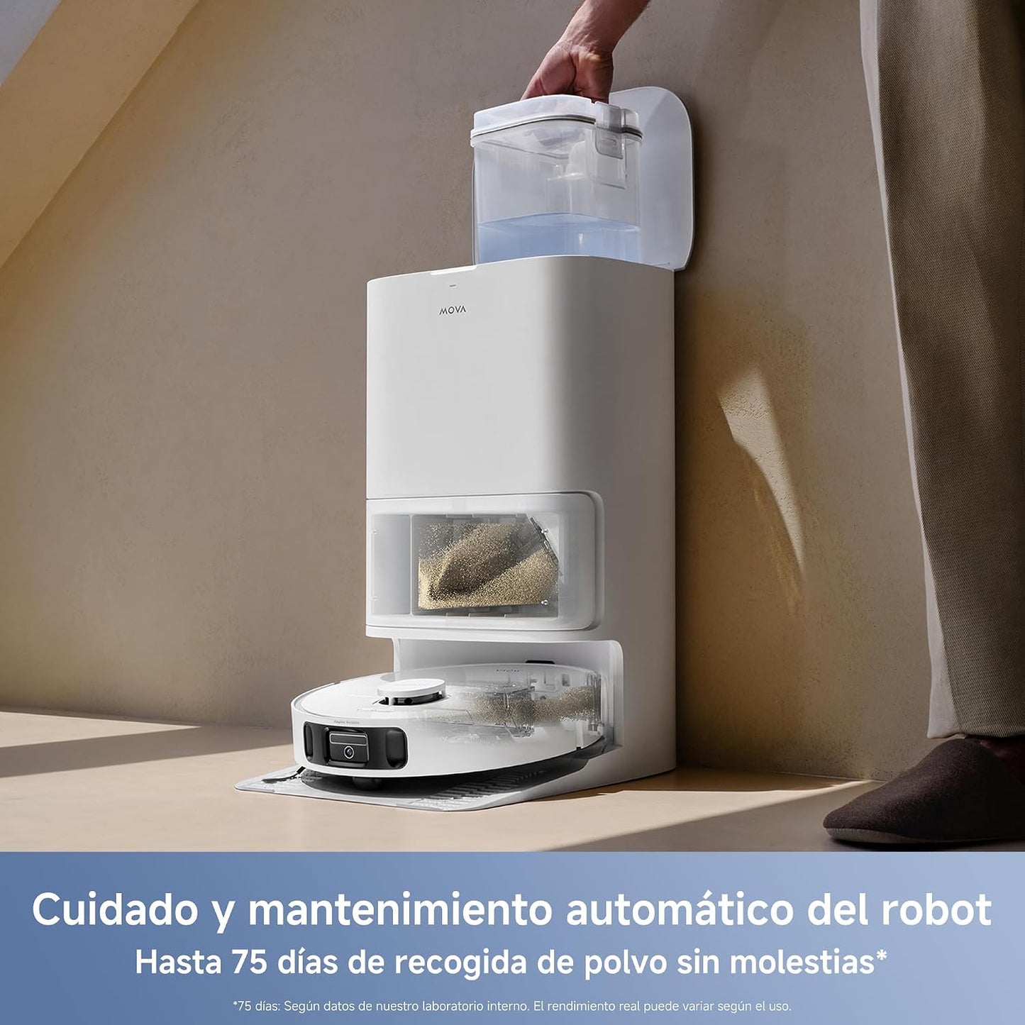 Mova E40 Ultra Robot Aspirador y Fregasuelos 19.000 Pa Tecnología de Fregado MaxiReach, Cepillo Lateral Antienredos, hasta 75 Días de Limpieza sin Intervenir Modo para Mascotas Estación Todo en Uno