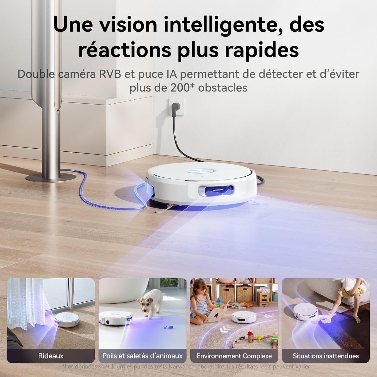 NARWAL Flow Robot Aspirador y Fregasuelos Todo en Uno, Sistema FlowWash de Autolimpieza, 22.000Pa de Succión, Tecnología Anti-Enredos para Pelo de Mascotas, Lavado con Agua Caliente 45-80°C