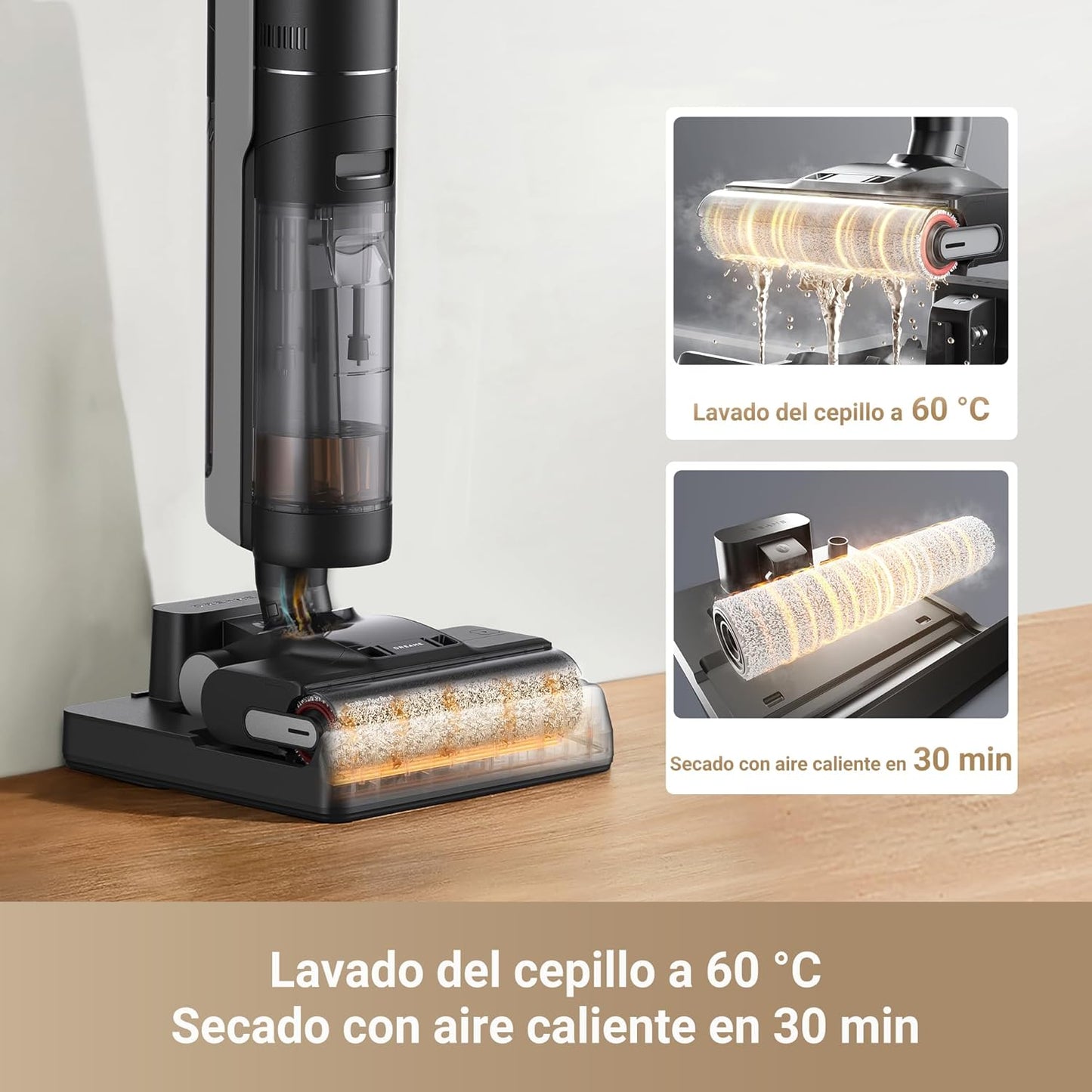 DREAME H12 Pro Ultra Aspiradora Fregadora sin Cable, 16.000 Pa Aspiradora Fregona con Cepillo Doble Borde, Lavado del Cepillo a 60 °C, 30 min Secado con Aire Caliente, Detección y Ajuste Inteligentes