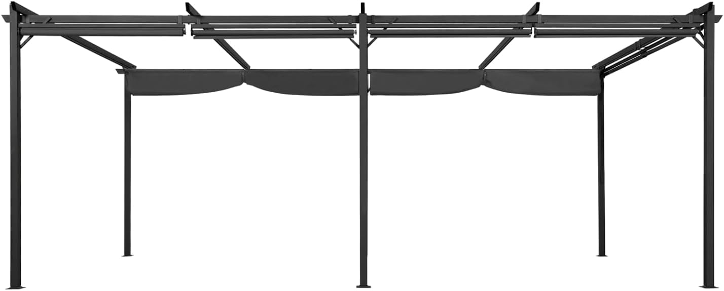 IDMarket - Pergola edición especial techo retráctil 3 x 6 m y 6 persianas, color gris