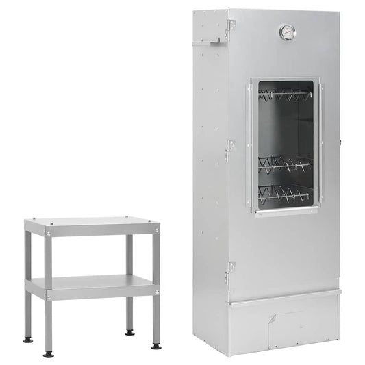 Horno Ahumador De Barbacoa Con Mesa Acero Galvanizado Vidaxl