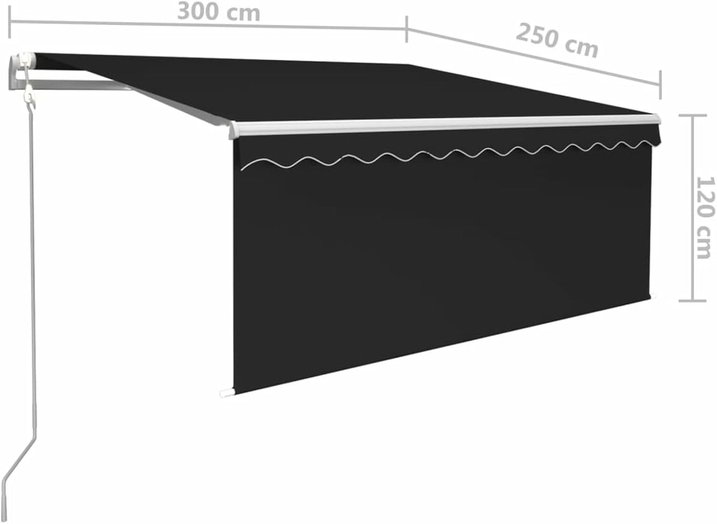 Toldo Motorizado 3 x 2.5 m con Persiana, Toldo Eléctrico y Manual Retráctil,Toldo Articulado Eléctrico con Mando a Distancia, Toldo Brazo Extensible para Terraza, Jardín Antracita