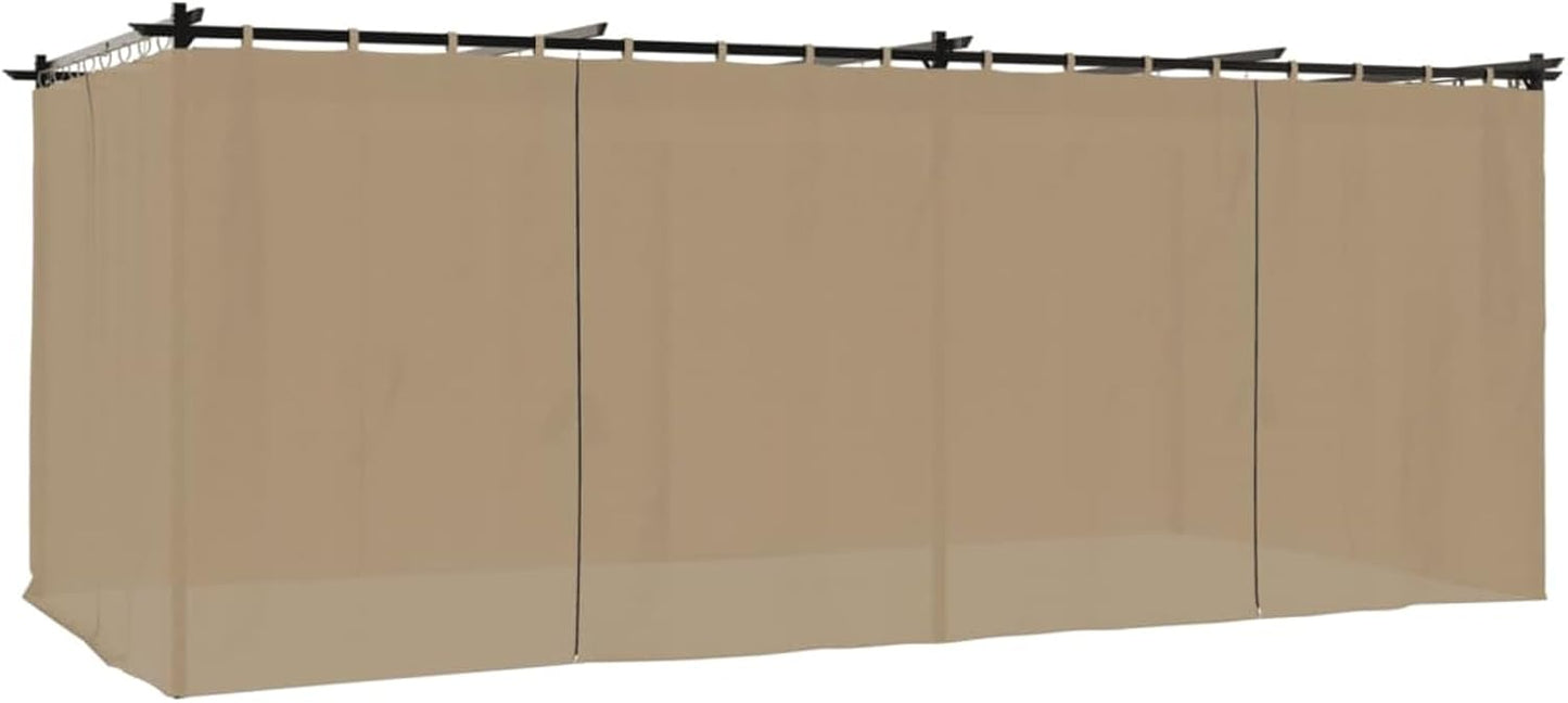 Pérgola de Jardín con Techo y Cortinas, Pérgola de Aluminio 6x3 m, Cenador de Jardín con Techo Retráctil, Poliéster Resistente al Agua y a UV para Patio Terraza Exterior Taupe