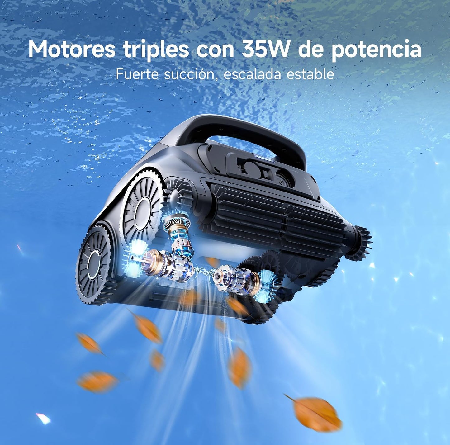 WYBOT B1 Robot de Piscina inalámbrico para Piscinas pequeñas, Robot de Limpieza Inteligente Ligero con Control de aplicación, Cubierta de Pared y Suelo, Dos cepillos Laterales, Negro y Verde