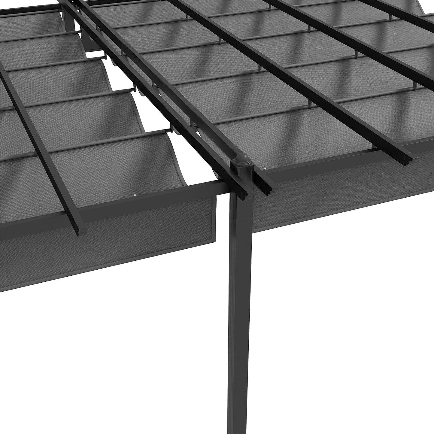 Outsunny Pergola Jardín Exterior Pergola Aluminio 3,6 x 6 m Corrediza para Terraza Estructura de Aluminio + Lona Poliéster - Gris Oscuro
